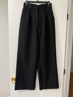 Francesca's Collections Black High-Waist Wide Leg Trousers